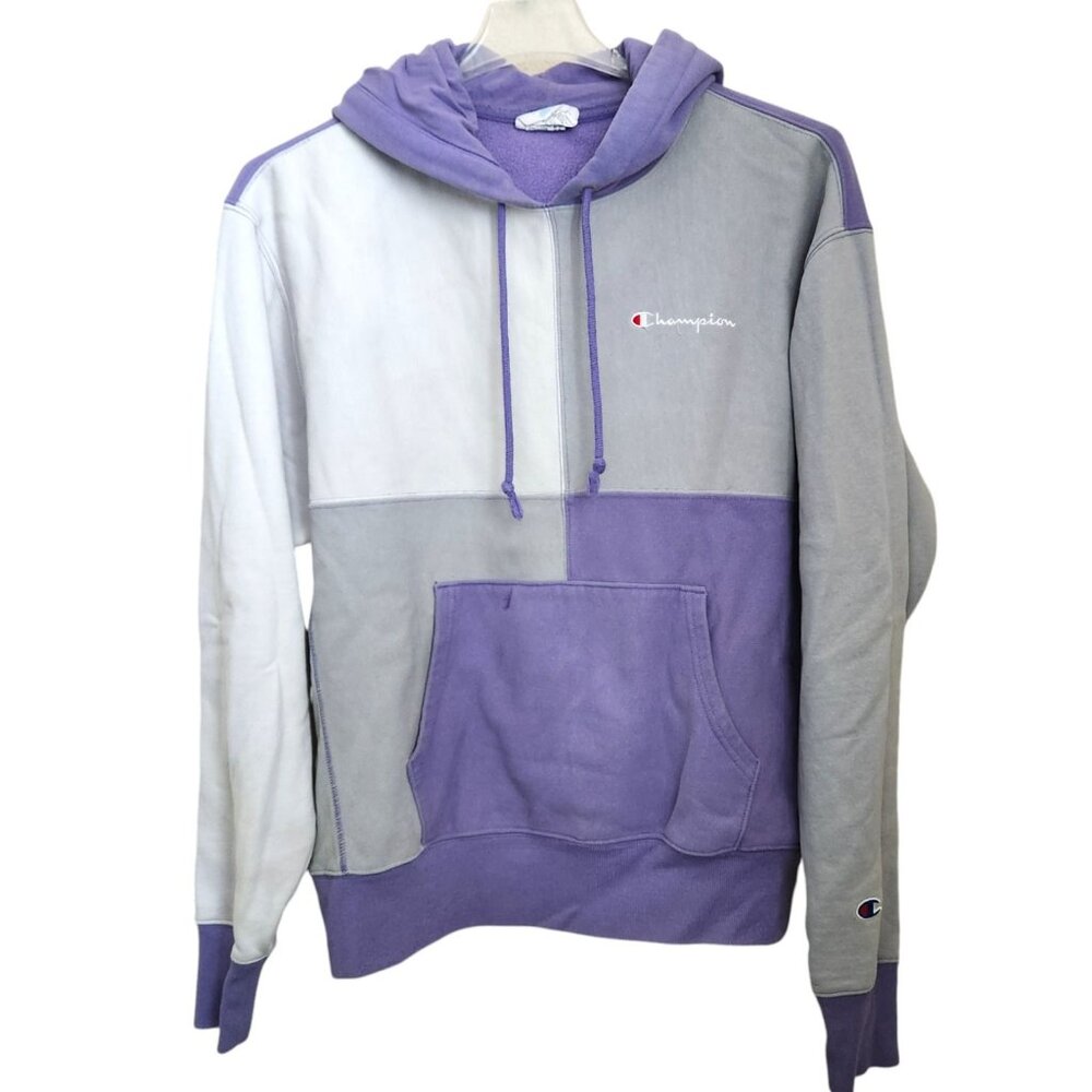 Y2K Champion Uo Exclusive Men's Large‎ Purple Colorblock Hoodie Sweatshirt